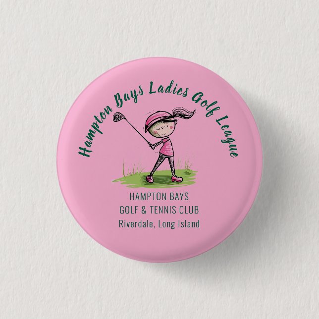 Customisable Ladies Golf League Party Button (Front)