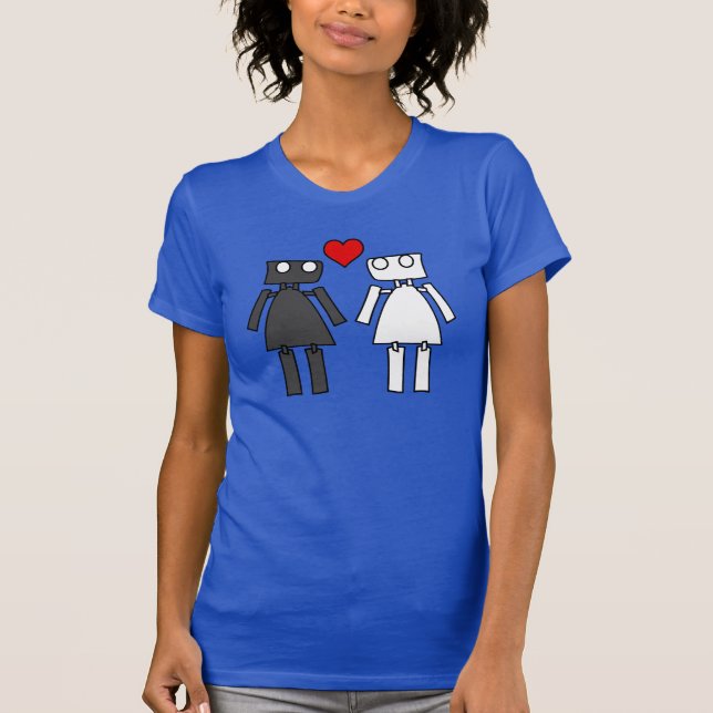 Customisable Lady Bots in Love T-Shirt (Front)