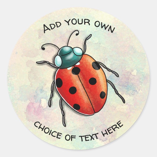 Customisable ladybird ladybug classic round sticker (Front)