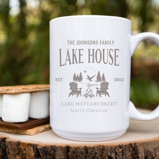 Customisable Lake House House Warming Gift 15oz Coffee Mug (Customizable Lake House House Warming Gift 15oz Coffee Mug)