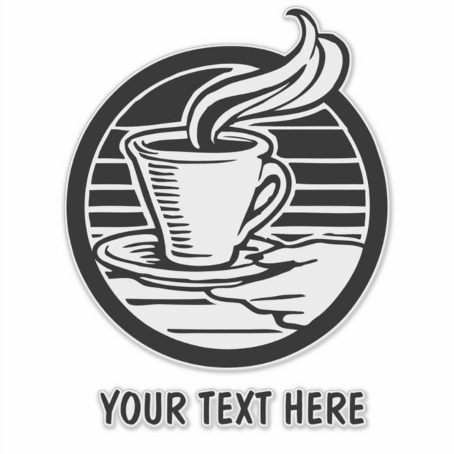 Customisable Large transparent Coffee Logo sticker (Front)