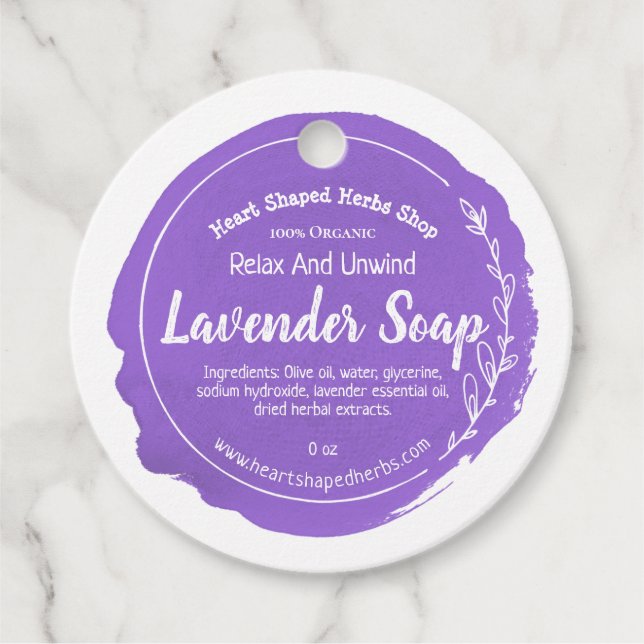 Customisable Lavender Soap Label Handmade Business (Front)