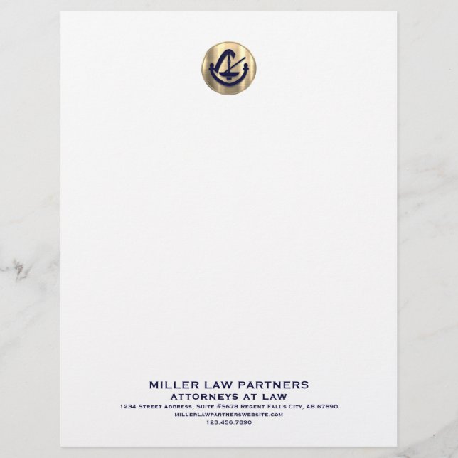 Customisable Law Firm Letterhead Elegant Gold Logo (Front)