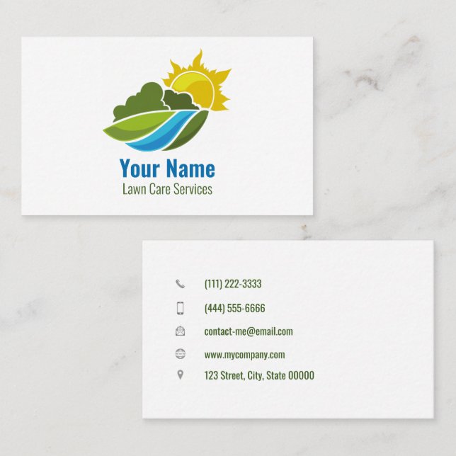 Customisable lawn care landscape business card (Front/Back)