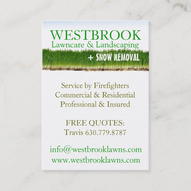 Customisable Lawncare & Landscaping Business Card (Front)