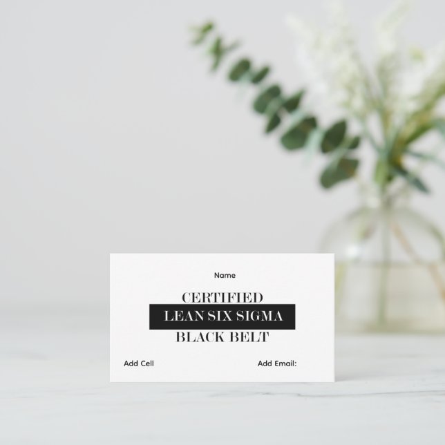 Customisable Lean Six Sigma Black Belt Business Card (Standing Front)