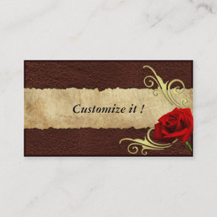 Customisable Leather & Rose filigree biz cards