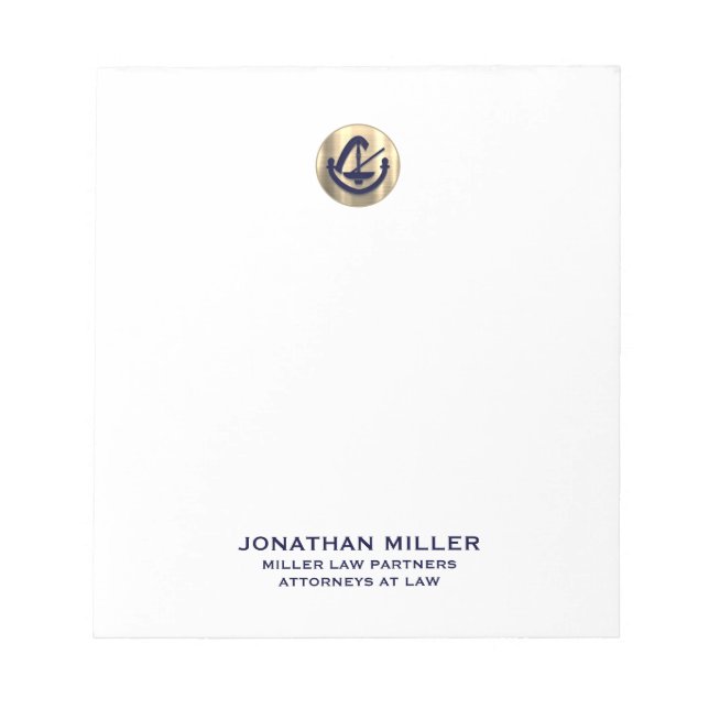 Customisable Legal Logo Name Title Notepad (Front)