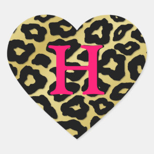 Customisable Leopard Heart Sticker