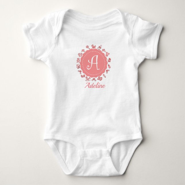 Customisable "Letter A" Baby Bodysuit (Front)
