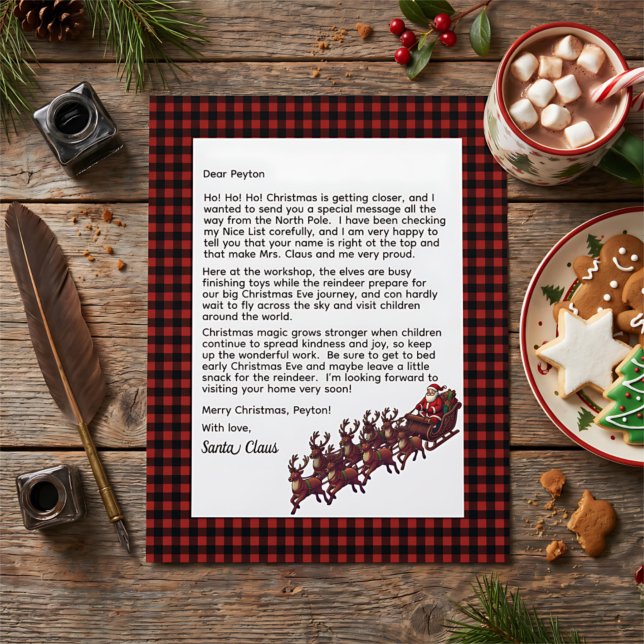 Customisable Letter From Santa Red & Black Plaid (Creator Uploaded)