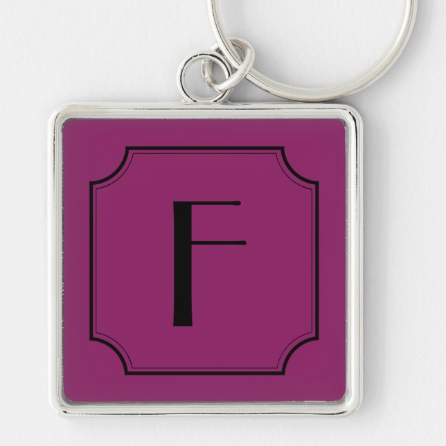 Customisable Letter Square Cut Corners Key Chain (Front)