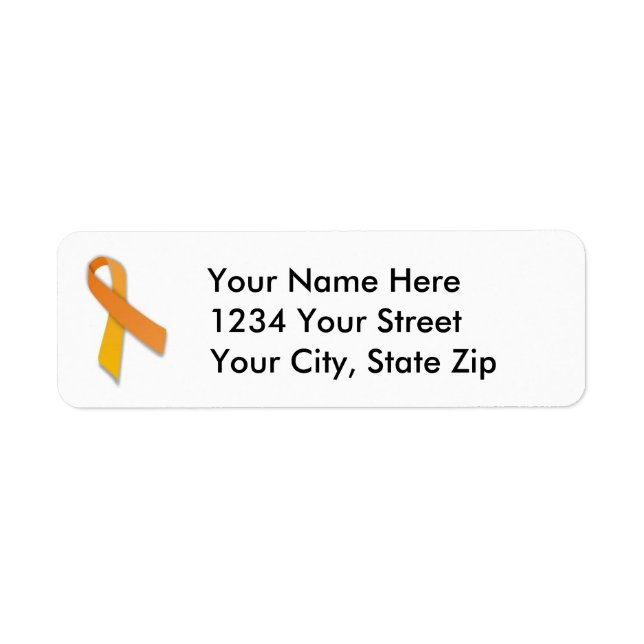 Customisable Leukaemia Ribbon Address Label (Front)