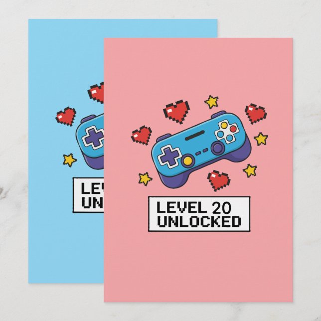 Customisable Level Unlocked Gamer Gift Invitation (Front/Back)