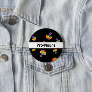 Customisable LGBTQIA Pride Mushroom Pronouns 7.5 Cm Round Badge