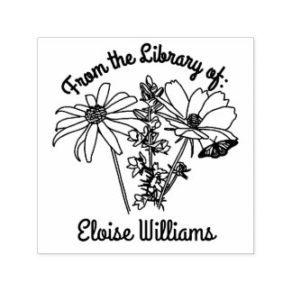 Customisable Library of Flowers Wood Art Stamp