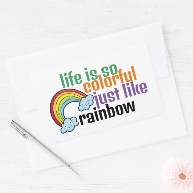 Customisable Life just like rainbow Rectangular Sticker (Envelope)