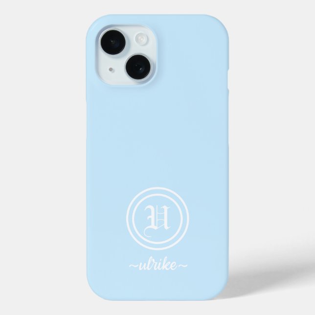Customisable Light Blue Monogram Phone Case (Back)