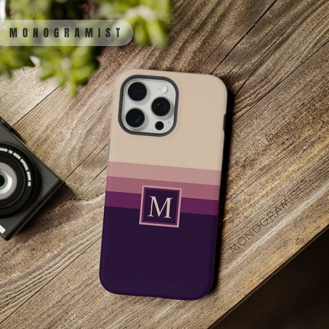 Customisable Light Grey Dark Purple Colour Block iPhone Case (Customizable Light Grey Dark Purple Color Block iPhone Case)