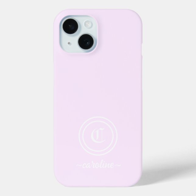 Customisable Light Purple Monogram & Name Phone Ca Case-Mate iPhone Case (Back)