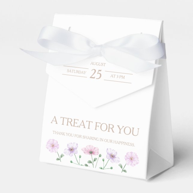 Customisable Lilac Floral Baby Shower Favour Box (Front Side)