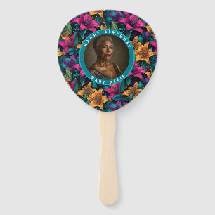 Customisable Lilies Charm Birthday Present Hand Fan