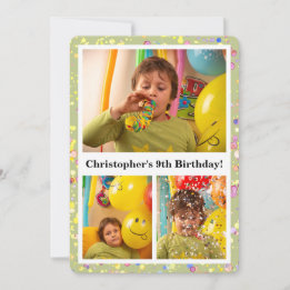 Customisable Lime Cream Birthday Photos Confetti Invitation