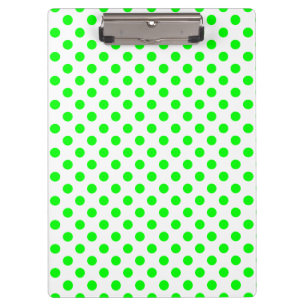 Customisable Lime Green on White Polka Dots Clipboard