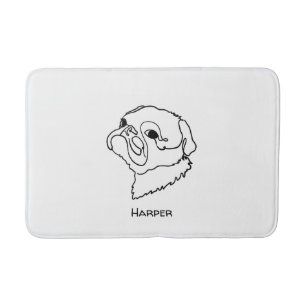 Customisable Line art Pug Bath Mat
