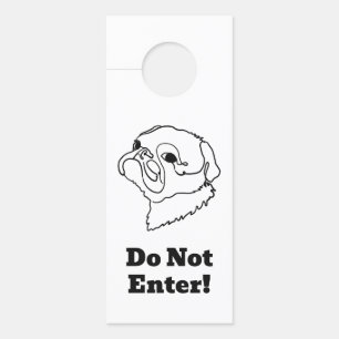 Customisable Line art Pug Door Hanger