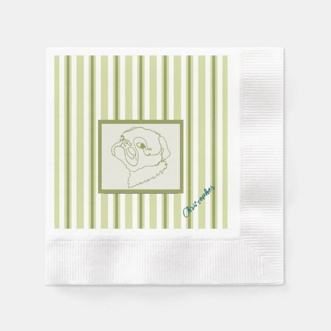 Customisable Line art Pug Napkin (Front)