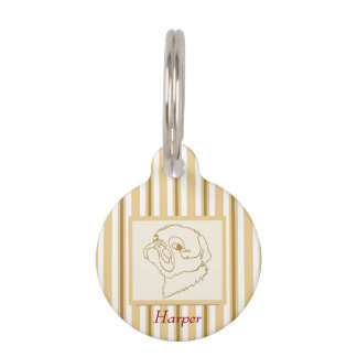 Customisable Line art Pug Pet Tag