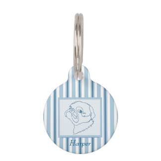 Customisable Line art Pug Pet Tag