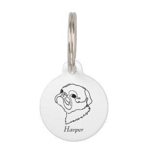 Customisable Line art Pug Pet Tag