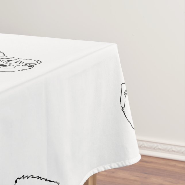 Customisable Line art Pug Tablecloth (In Situ)