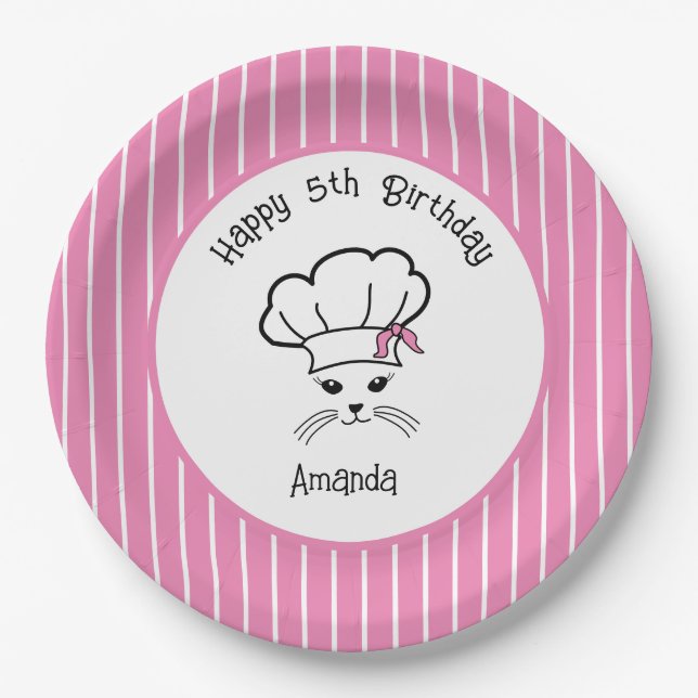 Customisable Little Baker Cat Paper Plate (Front)