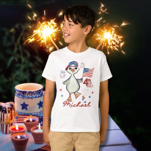 Customisable Little Boy Silly Goose 4th of July  T-Shirt (Customizable Little Boy Silly Goose 4th of July Tri-Blend Shirt )