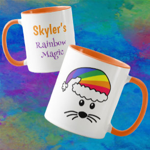 Customisable Little Mouse Rainbow Santa Mug
