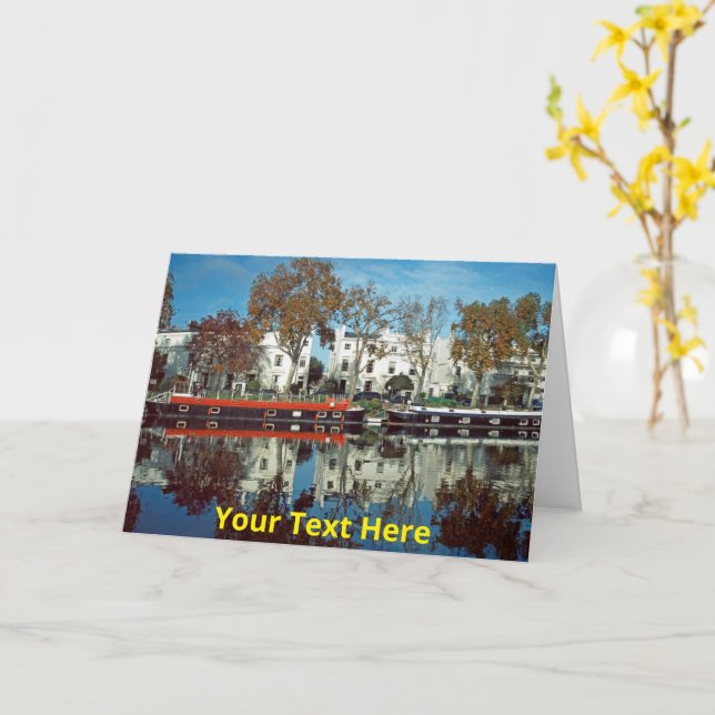 Customisable Little Venice, London Card (Yellow Flower)