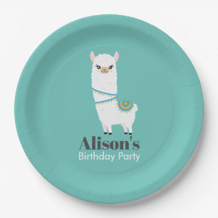 Customisable Llama Birthday Paper Plate
