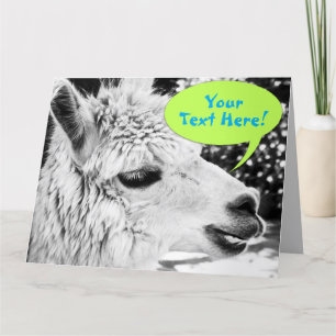 Customisable Llama Speech Bubble Greeting Card, XL Card