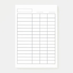 Customisable Log 4 Column Multipurpose Record Log  Post-it Notes