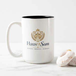 Customisable Logo And QR code Soft Warm Ivory Two-Tone Coffee Mug