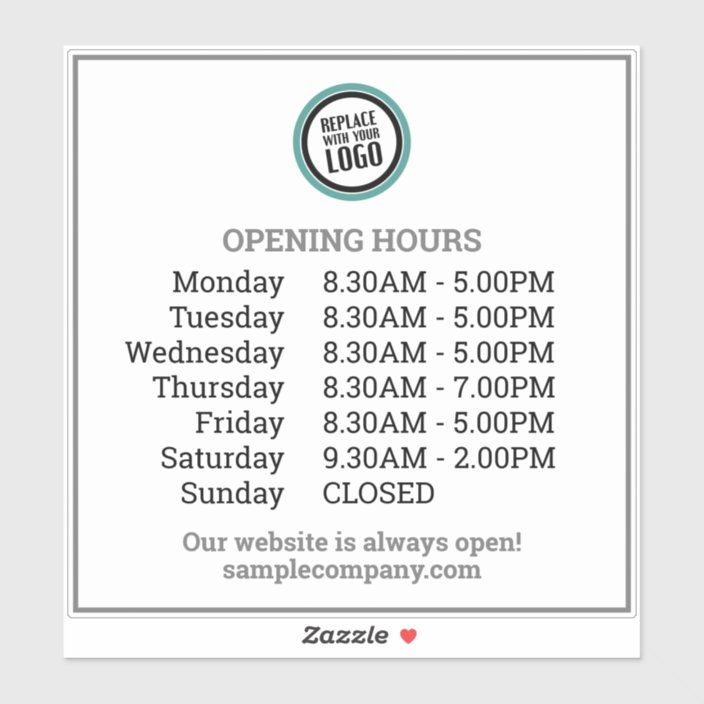 Customisable Logo And Text Business Opening Hours | Zazzle.co.uk