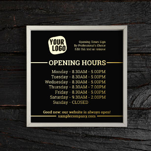 Customisable Logo And Text Business Opening Hours Foil Prints