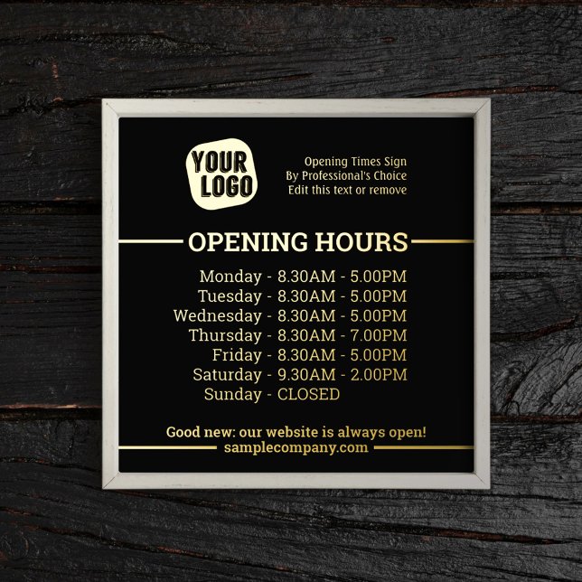 Customisable Logo And Text Business Opening Hours  Foil Prints (Creator Uploaded)