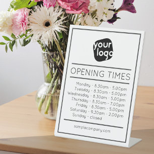 Customisable Logo And Text Business Opening Hours  Pedestal Sign