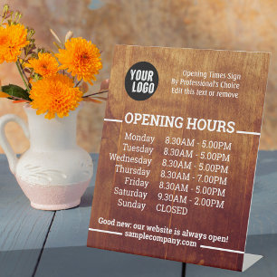 Customisable Logo And Text Business Opening Hours  Pedestal Sign