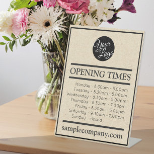 Customisable Logo And Text Business Opening Hours  Pedestal Sign