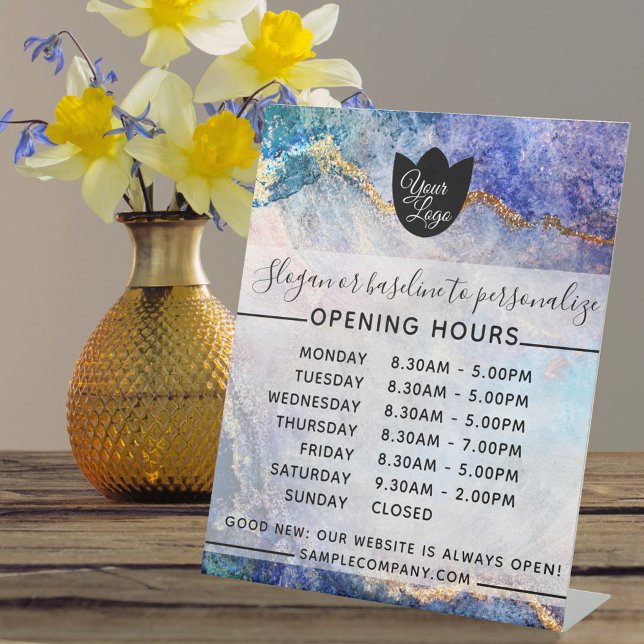  Customisable Logo And Text Business Opening Hours Pedestal Sign (Creator Uploaded)